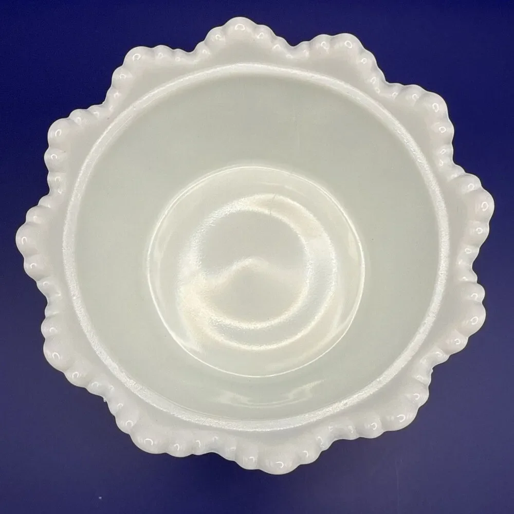 Vintage Fenton White Hobnail Milk Glass Candy Dish w/ Handle and Lid Grandma